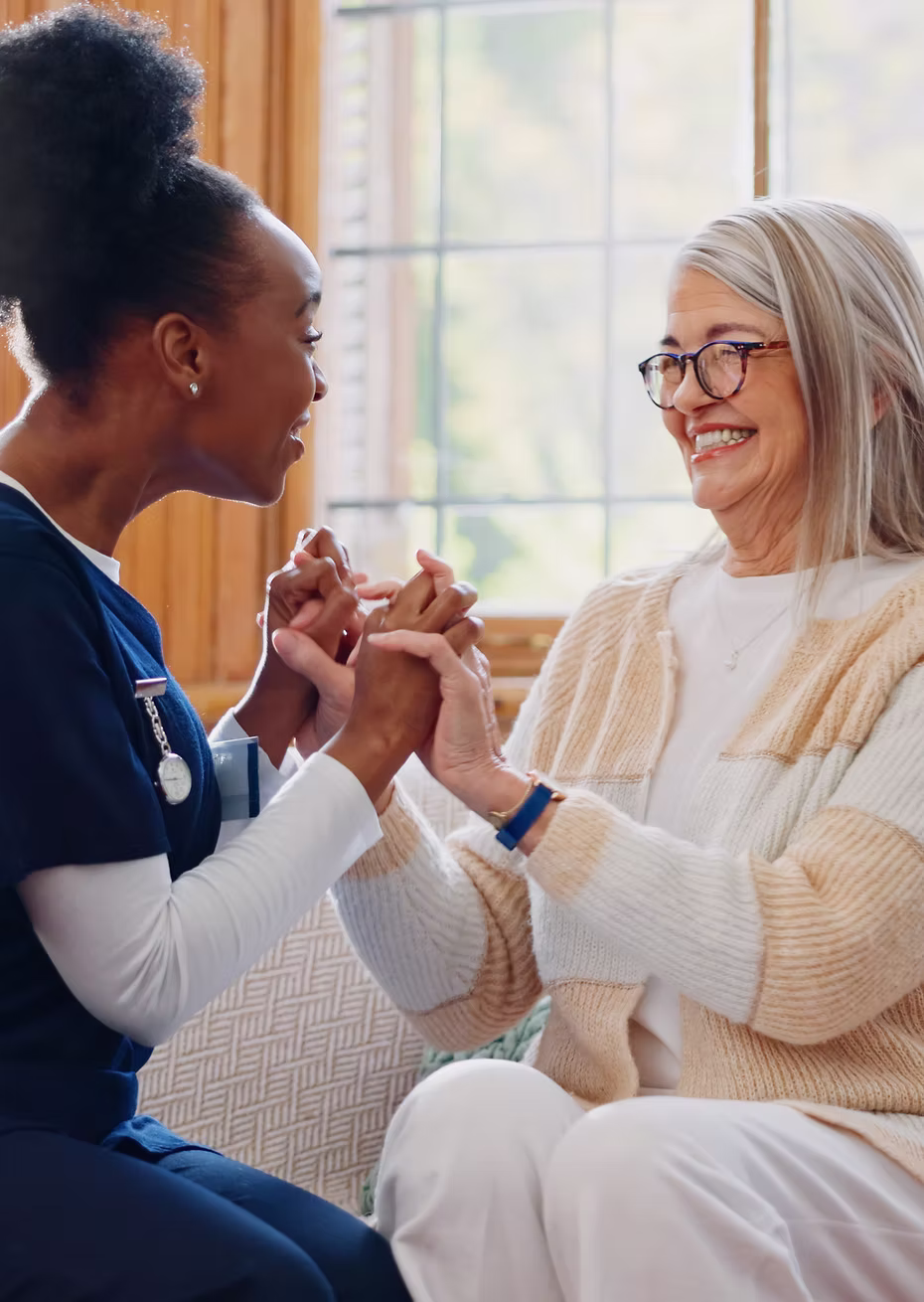 Caregiver and resident sharing a quiet moment